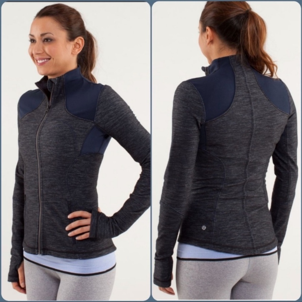 Lululemon Forme Jacket Slub Denim Limitless Blue/Black Size 4